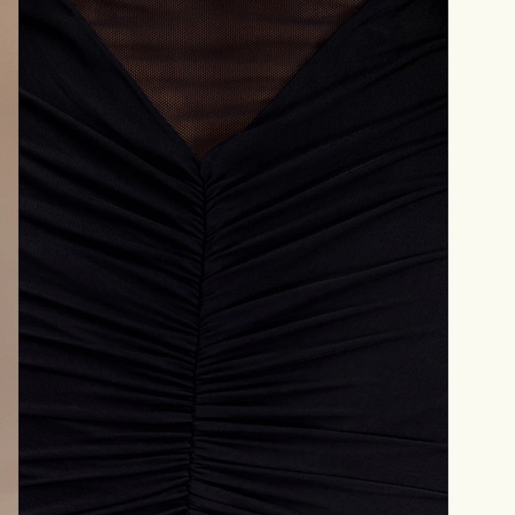 Meshki Black Long Sleeve Mesh-Inset Evening Dress - Picture 7 of 9